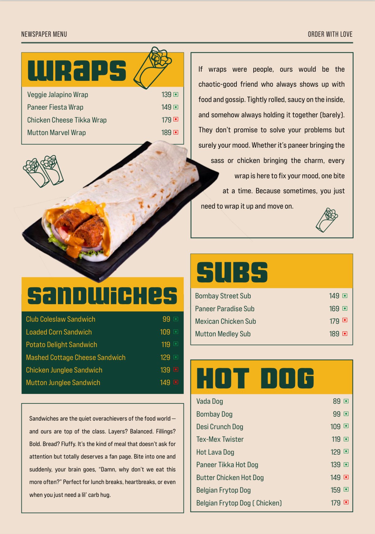 Menu design